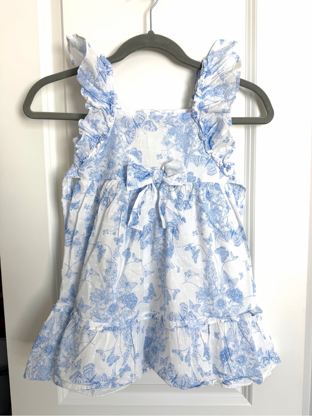 Bonnie Jean Toile Swiss Dot Sundress Girl’s Size 4T Dress Toddler Blue White